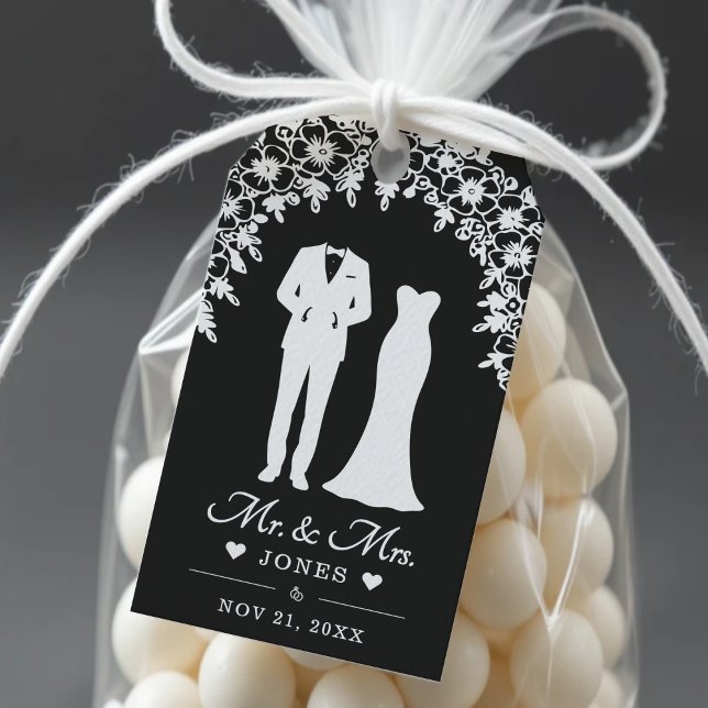 Etiqueta Para Presente Mr & Mrs Wedding Dress Tuxedo Thank You (Mr & Mrs Wedding Dress Tuxedo Thank You Gift Tags
)
