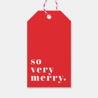 Etiqueta Para Presente Muito Alegre Natal Moderno em Vermelho