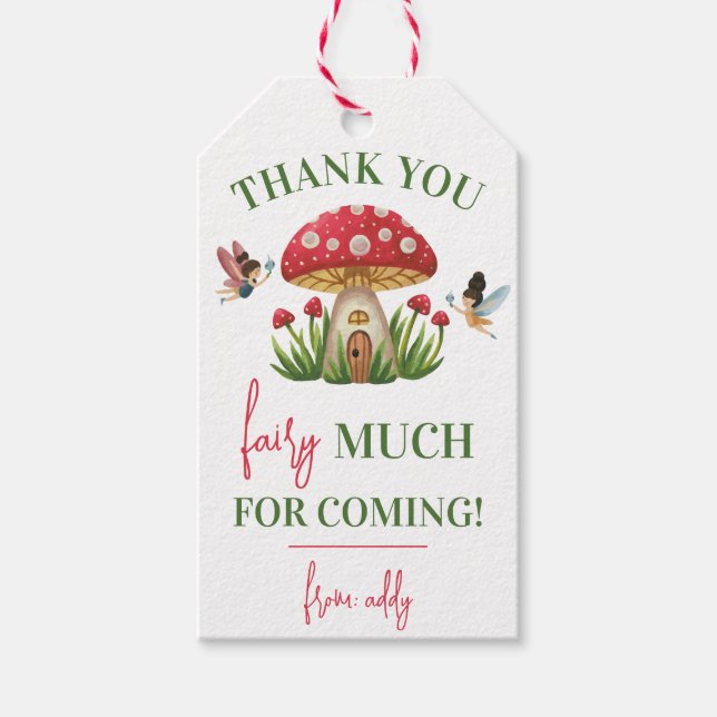 Etiqueta Para Presente Muito Obrigado Fada! Fairy Garden Mushroom (Frente)