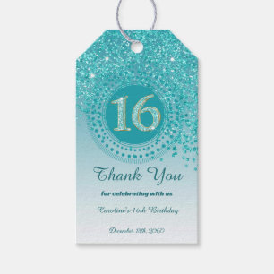 Etiqueta Para Presente Muito Obrigado, Moderna Glitter Teal Doce 16