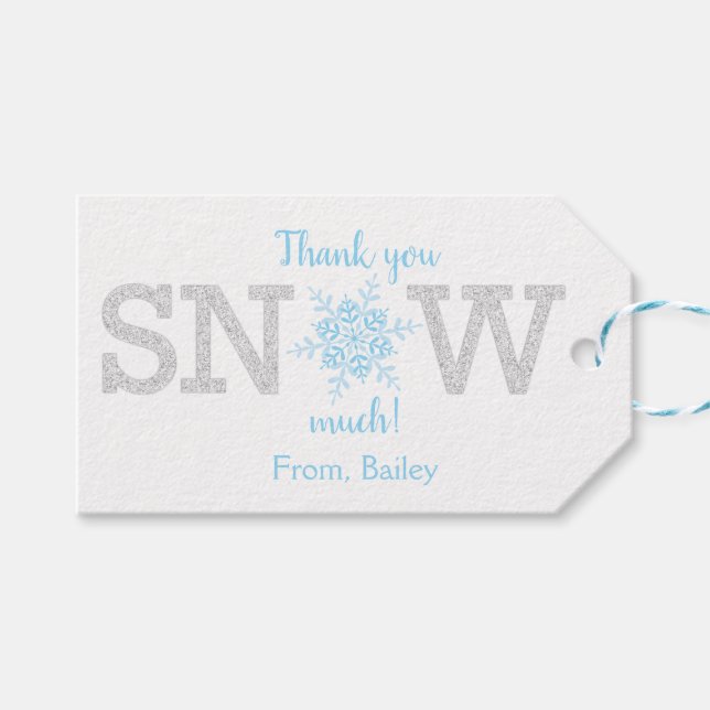 Etiqueta Para Presente Muito Obrigado NEVE Inverno ONEderland Azul Prata (Frente (horizontal))