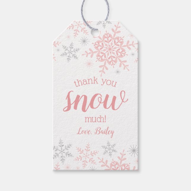 Etiqueta Para Presente Muito Obrigado NEVE Inverno ONEderland Rosa Prata (Frente)