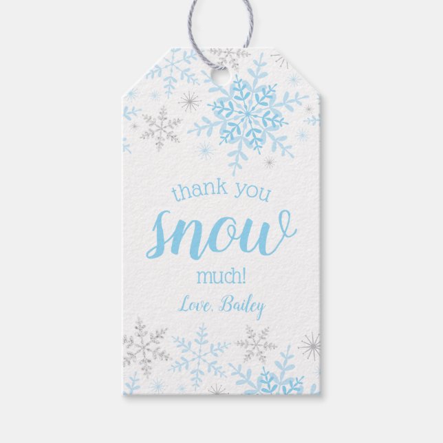 Etiqueta Para Presente Muito Obrigado SNOW Muito Inverno ONEderland Azul  (Frente)