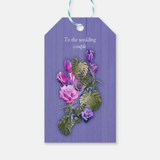 Etiqueta Para Presente Muito peri Aquarela,Rosas,Tulipas (Frente)