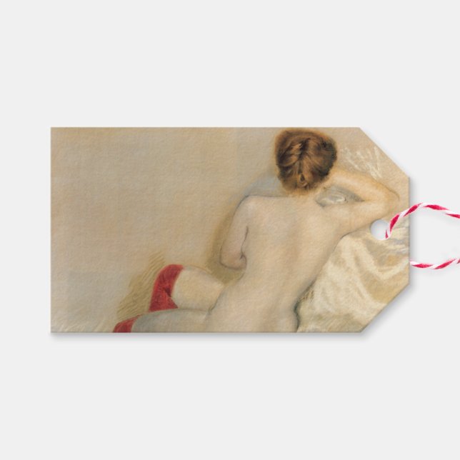 Etiqueta Para Presente Mulher Atraente com Meias Vermelhas (Frente (horizontal))