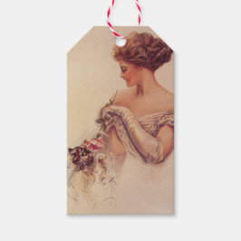 Etiqueta Para Presente Mulher bonito segurando um Kitten (por Harrison Fi