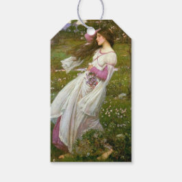 Etiqueta Para Presente Mulher coletando flores no vento