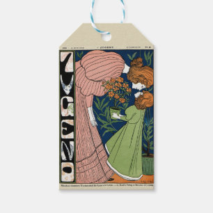 Etiqueta Para Presente Mulher e Menina Art Nouveau Vintage Vestido Verde