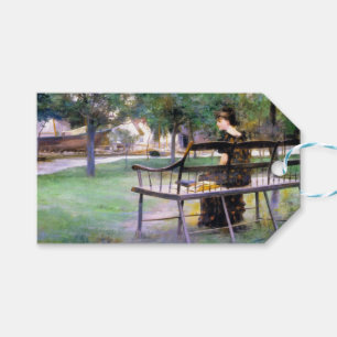 Etiqueta Para Presente Mulher em um Bench (por Edwin Austin Abbey)