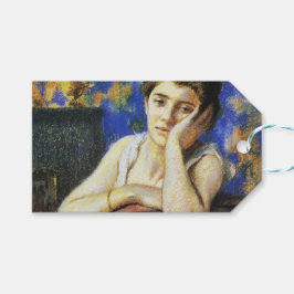 Etiqueta Para Presente Mulher que se inclina na cadeira