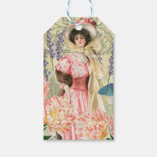 Etiqueta Para Presente Mulher Vitoriana Floral Rosa Regência