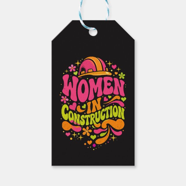 Etiqueta Para Presente Mulheres na Construção Retro Empoderamento (Frente)