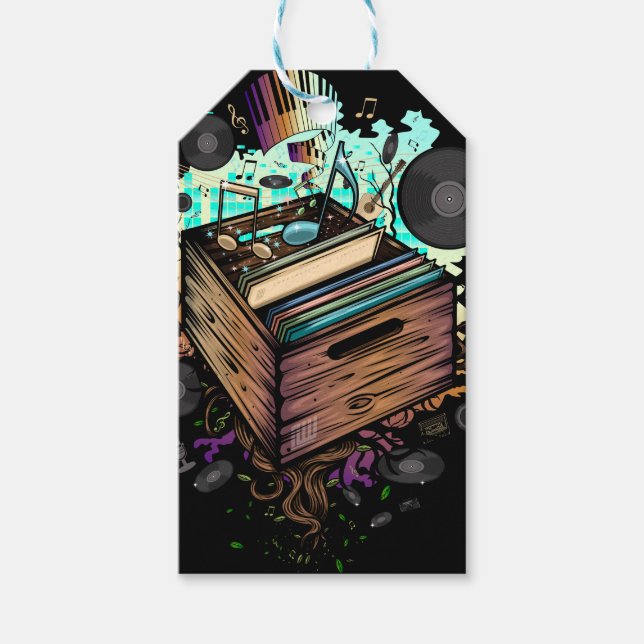 Etiqueta Para Presente Música Vinyl Crate (Frente)