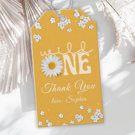 Etiqueta Para Presente Mustard Daisy Wild One 1st Birthday 