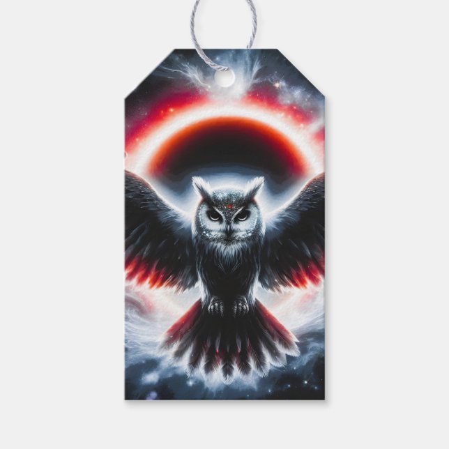 Etiqueta Para Presente Mystical Cosmic Celestial Owl (Frente)