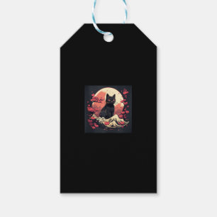 Etiqueta Para Presente Mystical Sakura Night_ Black Cat com lua cheia