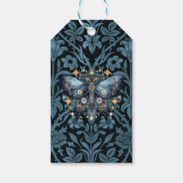 Etiqueta Para Presente Mystical Watercolor Blue e Dourada Night Moth