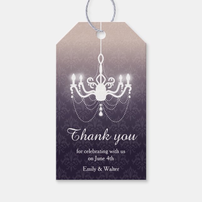 Etiqueta Para Presente Na moda Chandelier Wedding Obrigado (Frente)