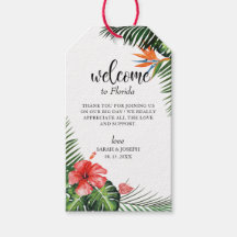 Na moda Font Tropical Wedding Favor Tag