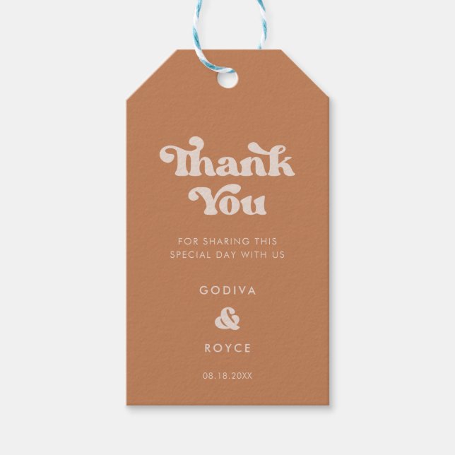 Etiqueta Para Presente Na moda retro Açúcar Marrom Casamento (Frente)