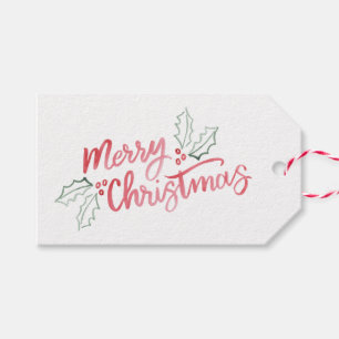 Etiqueta Para Presente Na moda Slant Watercolor Felry Natal Feriado