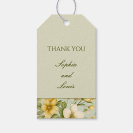 Etiqueta Para Presente Na moda verde e beige floral