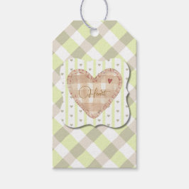 Etiqueta Para Presente Namorados do padrão cardíaco bonito Tartan Green