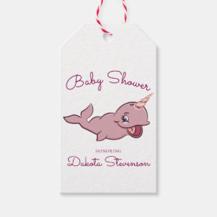 Etiqueta Para Presente Narwhal Pink Chá de desenho animado Girly Kawai