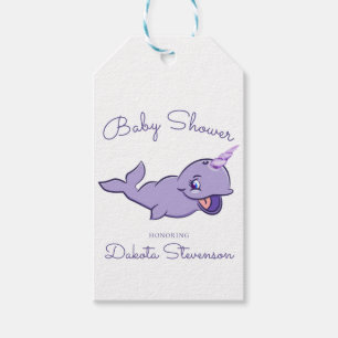 Etiqueta Para Presente Narwhal Purple   Chá de Unicórnio Lilac Magical 