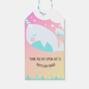 Etiqueta Para Presente Narwhale Ombre Chuveiro de Bebê Ombré