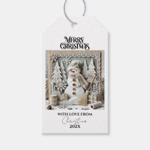 Etiqueta Para Presente Natais vintages modernos Snowman