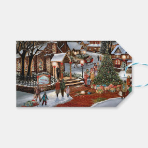 Etiqueta Para Presente Natais vintages paisagem de neve