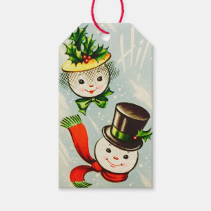 Etiqueta Para Presente Natais vintages Snowman Casal