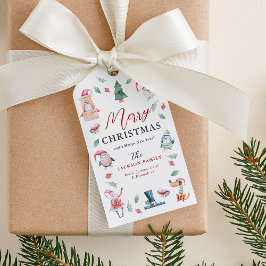 Etiqueta Para Presente Natal Alegre Inverno Aquarela Fofa