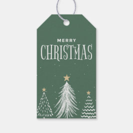 Etiqueta Para Presente Natal Alegre Verde Empoeirado Elegante Moderno