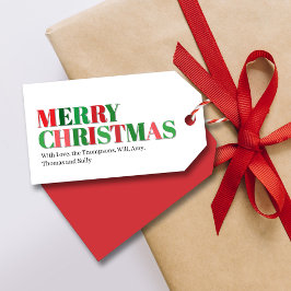 Etiqueta Para Presente Natal Alegre Vermelho e Verde Personalizado