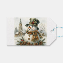 Etiqueta Para Presente Natal Antigo Boneco de Neve
