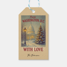 Etiqueta Para Presente Natal Antigo de Washington DC Com Amor