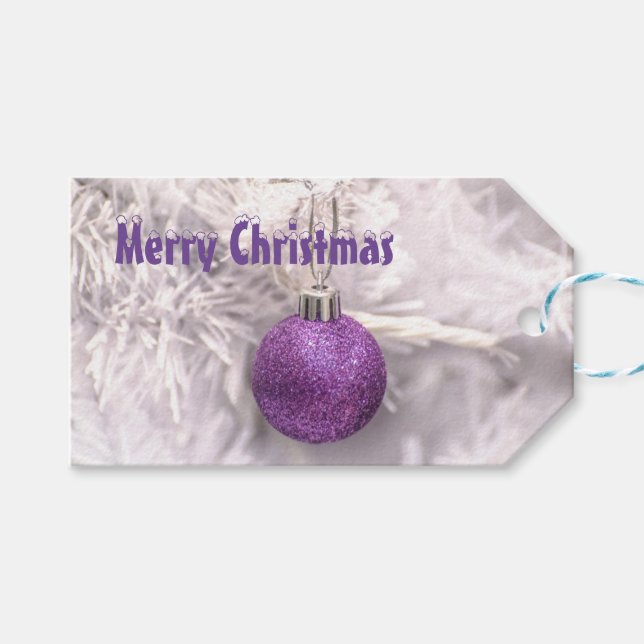 Etiqueta Para Presente Natal bauble roxo (Frente (horizontal))