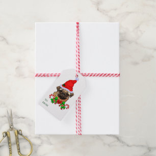 Etiqueta Para Presente Natal bonito do Pug do papai noel