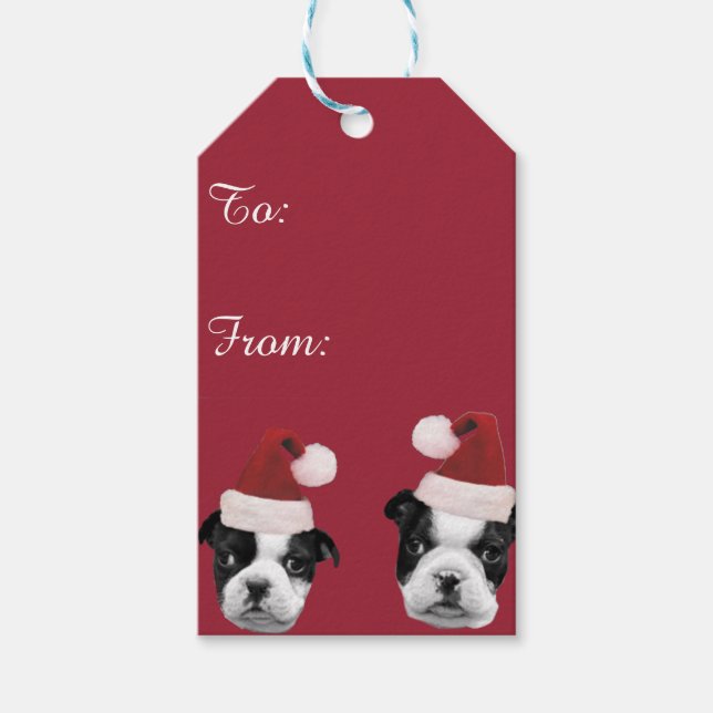 Etiqueta Para Presente Natal Boston Terriers (Frente)