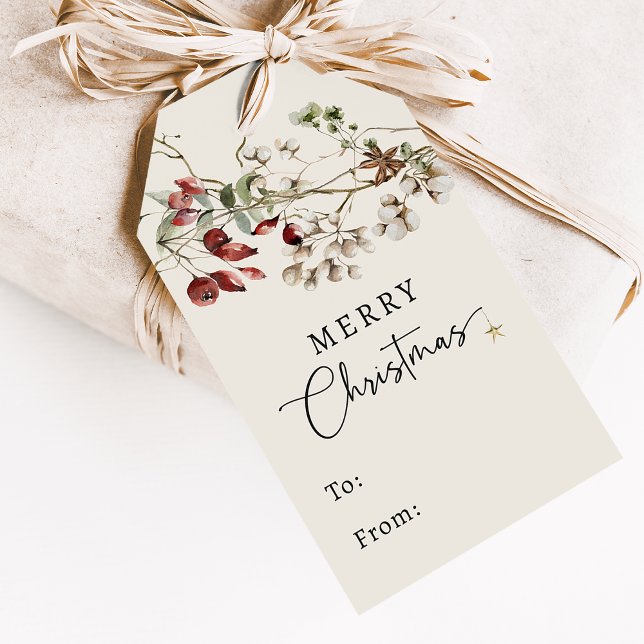 Etiqueta Para Presente Natal Botânico (Botanical Christmas Gift Tags
)