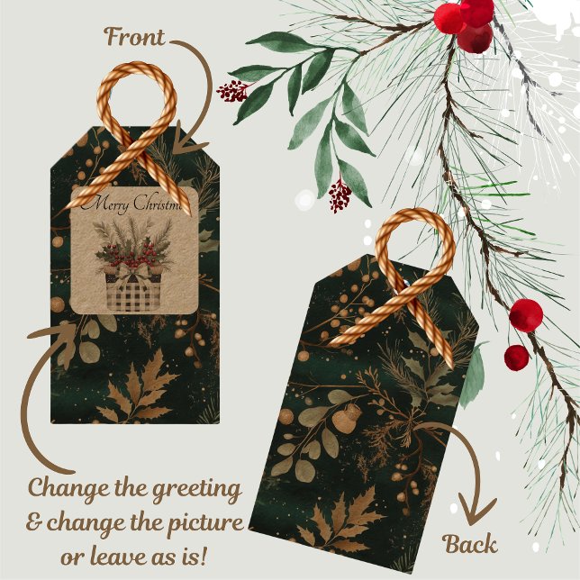 Etiqueta Para Presente Natal Botânico Verde Elegante (How cute are these gift tags! Get them now and add a botanical touch to your christmas gifts!)