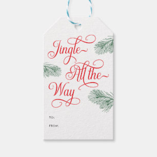 Etiqueta Para Presente Natal Caligrafia Vermelha Elegante Verde
