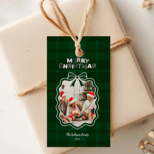 Etiqueta Para Presente Natal Caprichoso Xadrez Verde Retro
