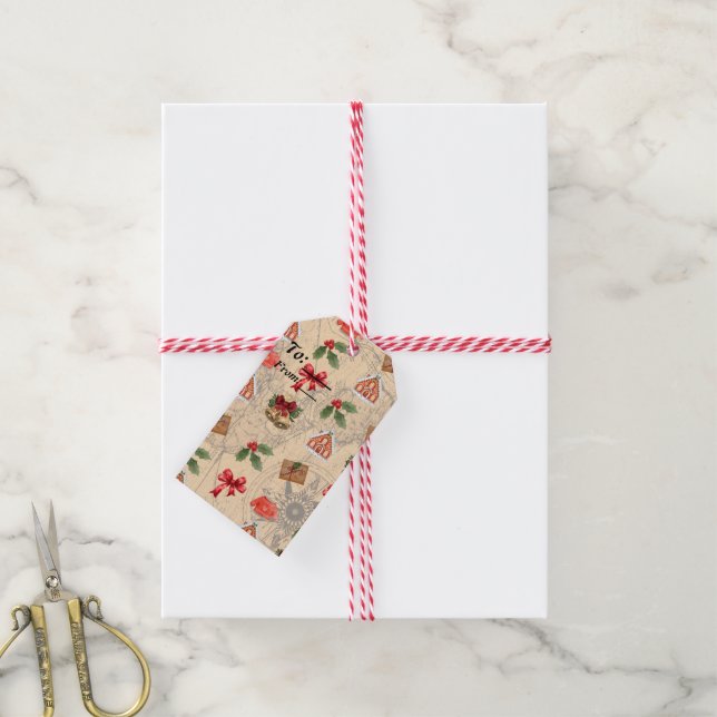 Etiqueta Para Presente Natal clássico (Com cordão)