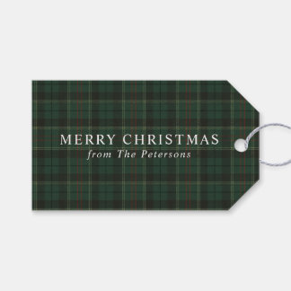Etiqueta Para Presente Natal Clássico Verde Xadrez Vintage
