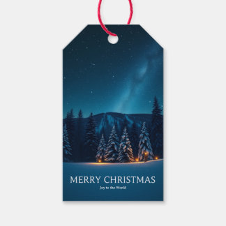 Etiqueta Para Presente Natal com Fases Lunares Celestiais, Noite de Inver