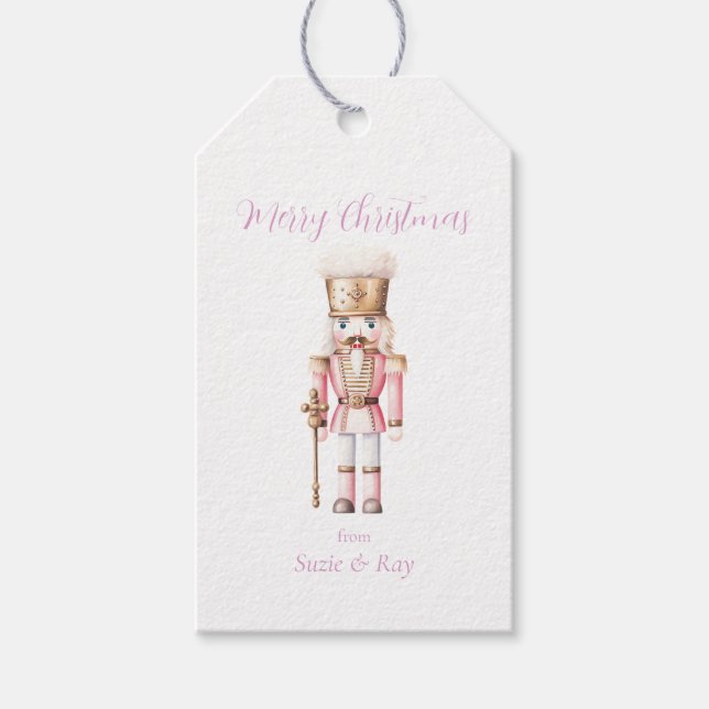 Etiqueta Para Presente Natal com quebra-nozes rosa (Frente)