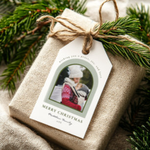 Etiqueta Para Presente Natal da família de arco moderno elegante